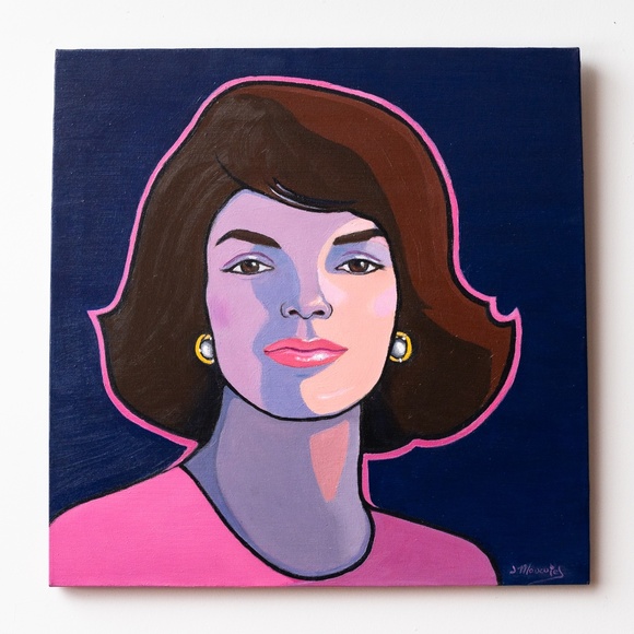 Oil painting portrait "Jackie Kennedy , pink dress", on canvas 24"x24" - Picture 2 of 5